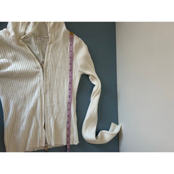 Garage white zip up knit hoodie womens XS cropped - Picture 5 of 6